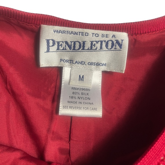Pendleton Medium Red Cardigan 82% Silk Nylon Beadwork Long Sleeve button Lined - Picture 2 of 7